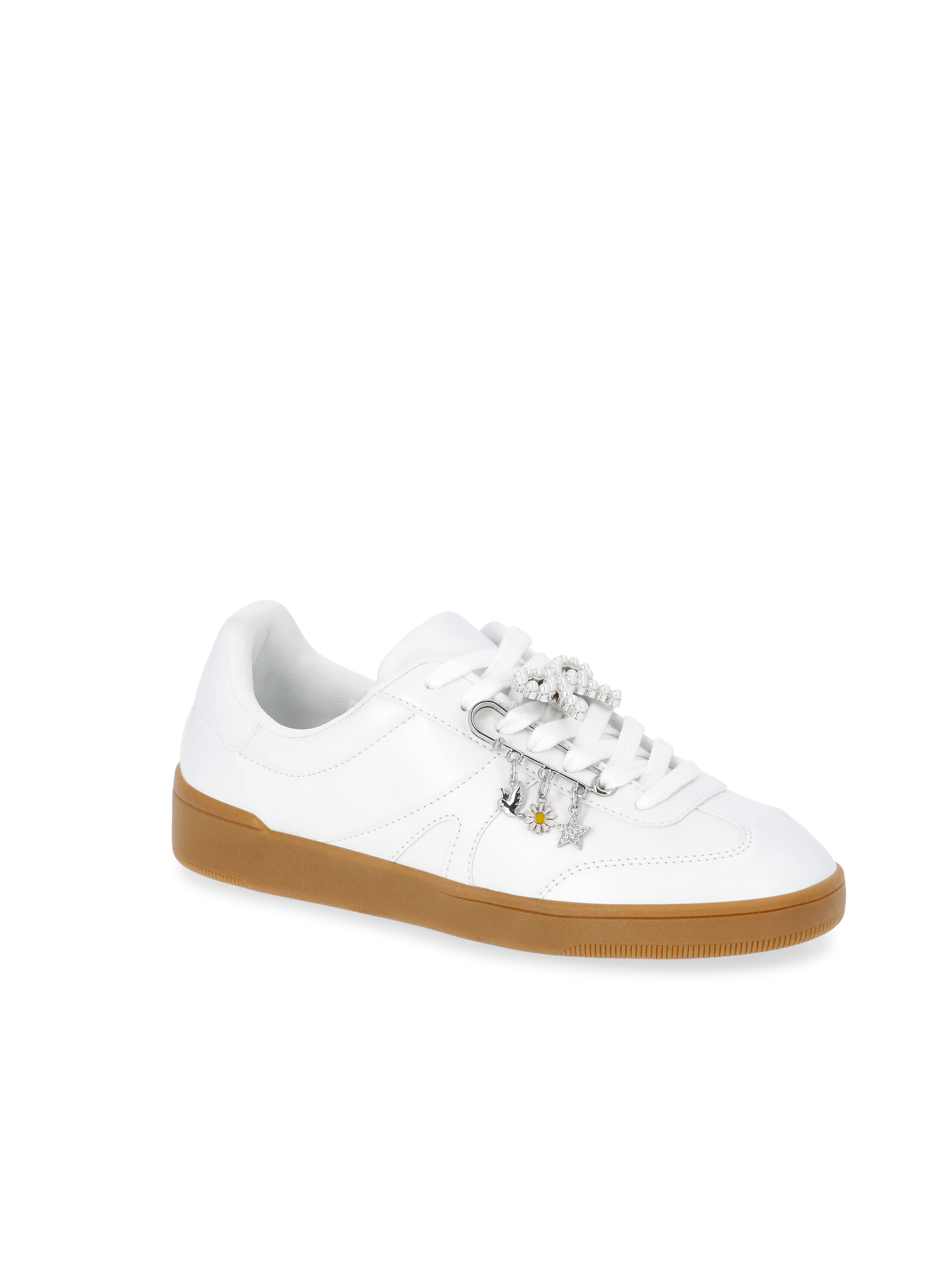 No Boundaries Women's Lace-Up Sport Sneakers with Charms