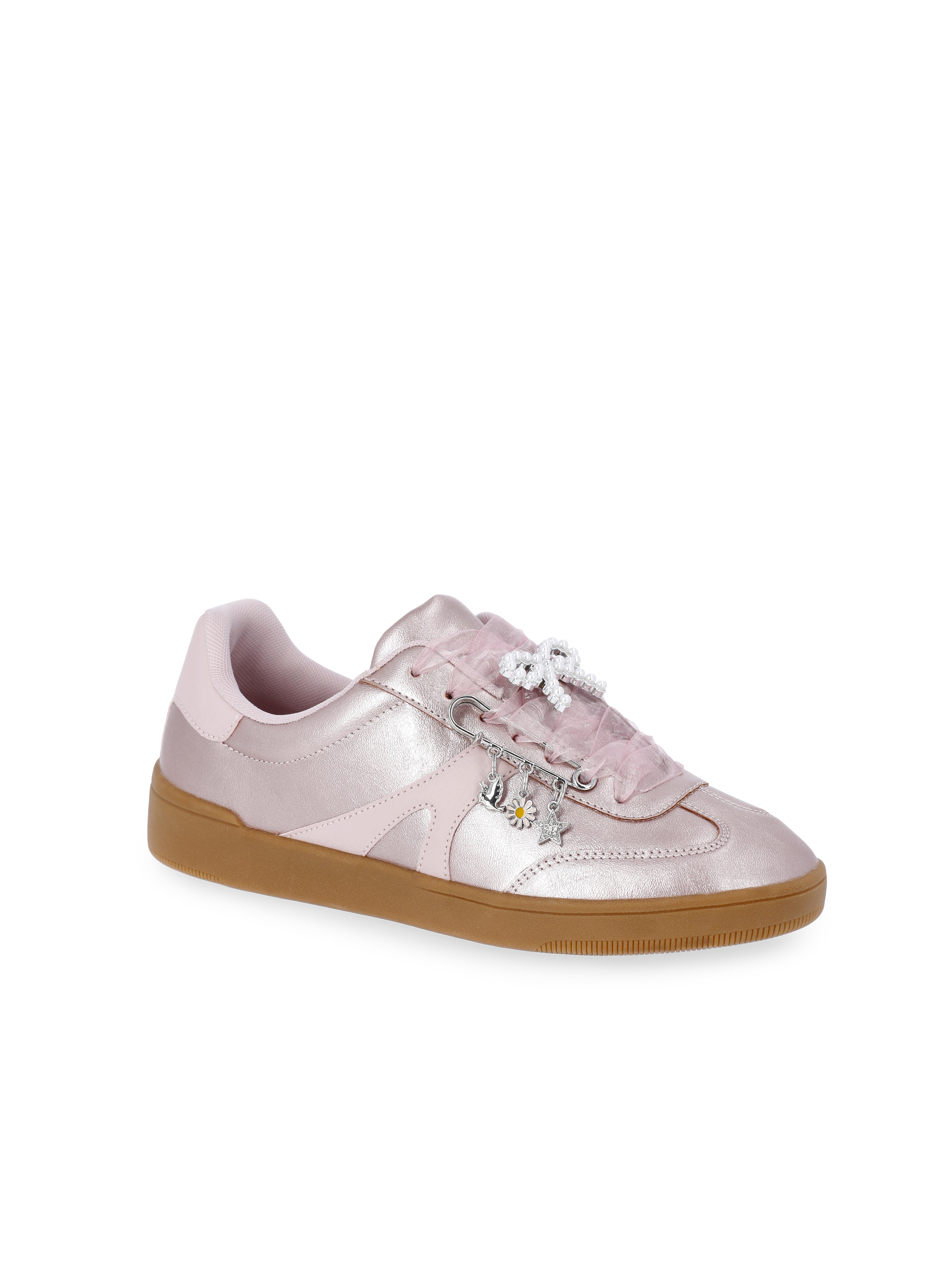 No Boundaries Women's Lace-Up Sport Sneakers with Charms