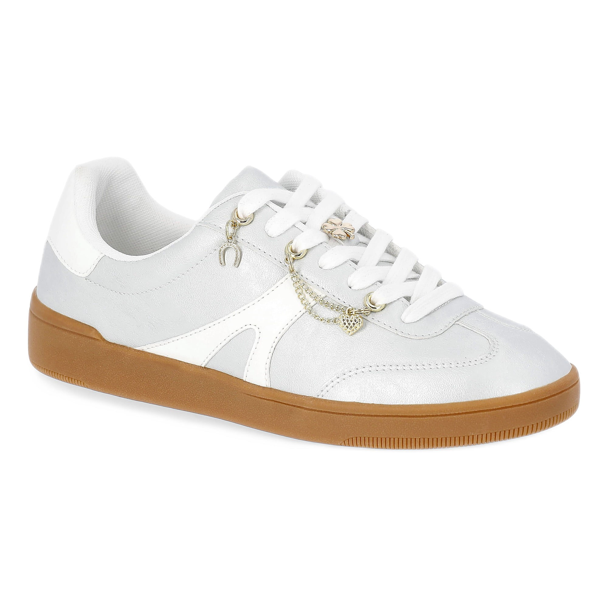 No Boundaries Women's Lace-Up Sport Sneakers with Charms