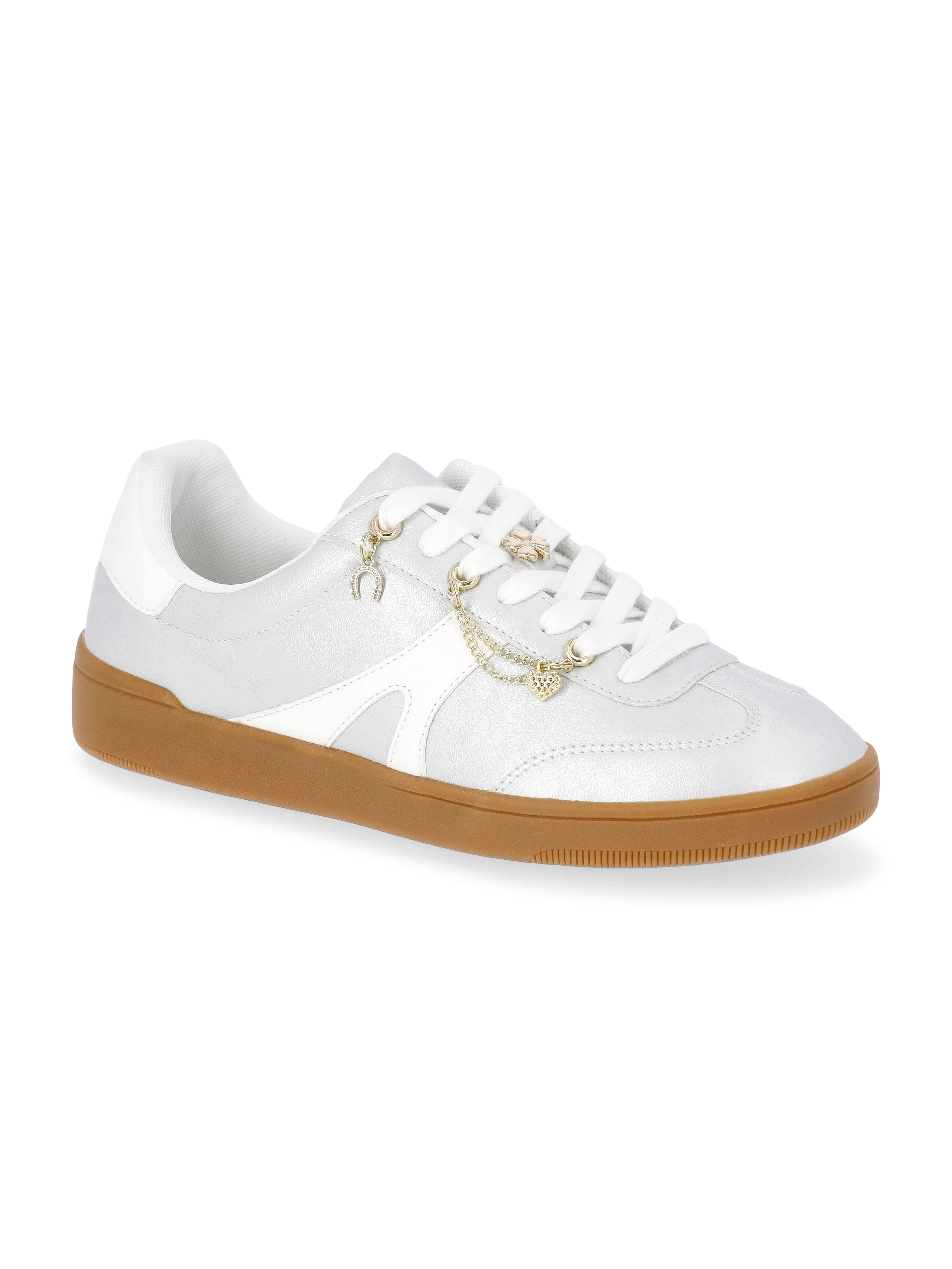 No Boundaries Women's Lace-Up Sport Sneakers with Charms