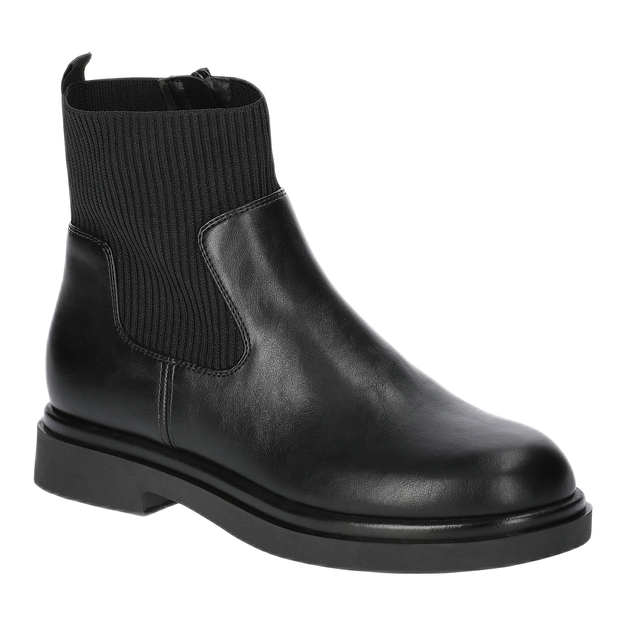 No Boundaries Women's Faux Leather and Knit Chelsea Boots