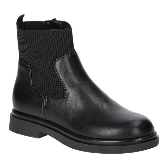 No Boundaries Women's Faux Leather and Knit Chelsea Boots