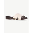 thumbnail image 1 of No Boundaries Women's Studded Wooden Clog Sandals, 1 of 9