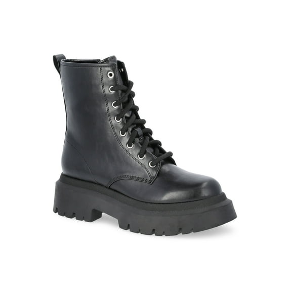 No Boundaries Women's Lug Sole Combat Boots, Wide Width Available