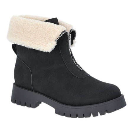 No Boundaries Women's Fold Over Zip Front Boots, Wide Width Available
