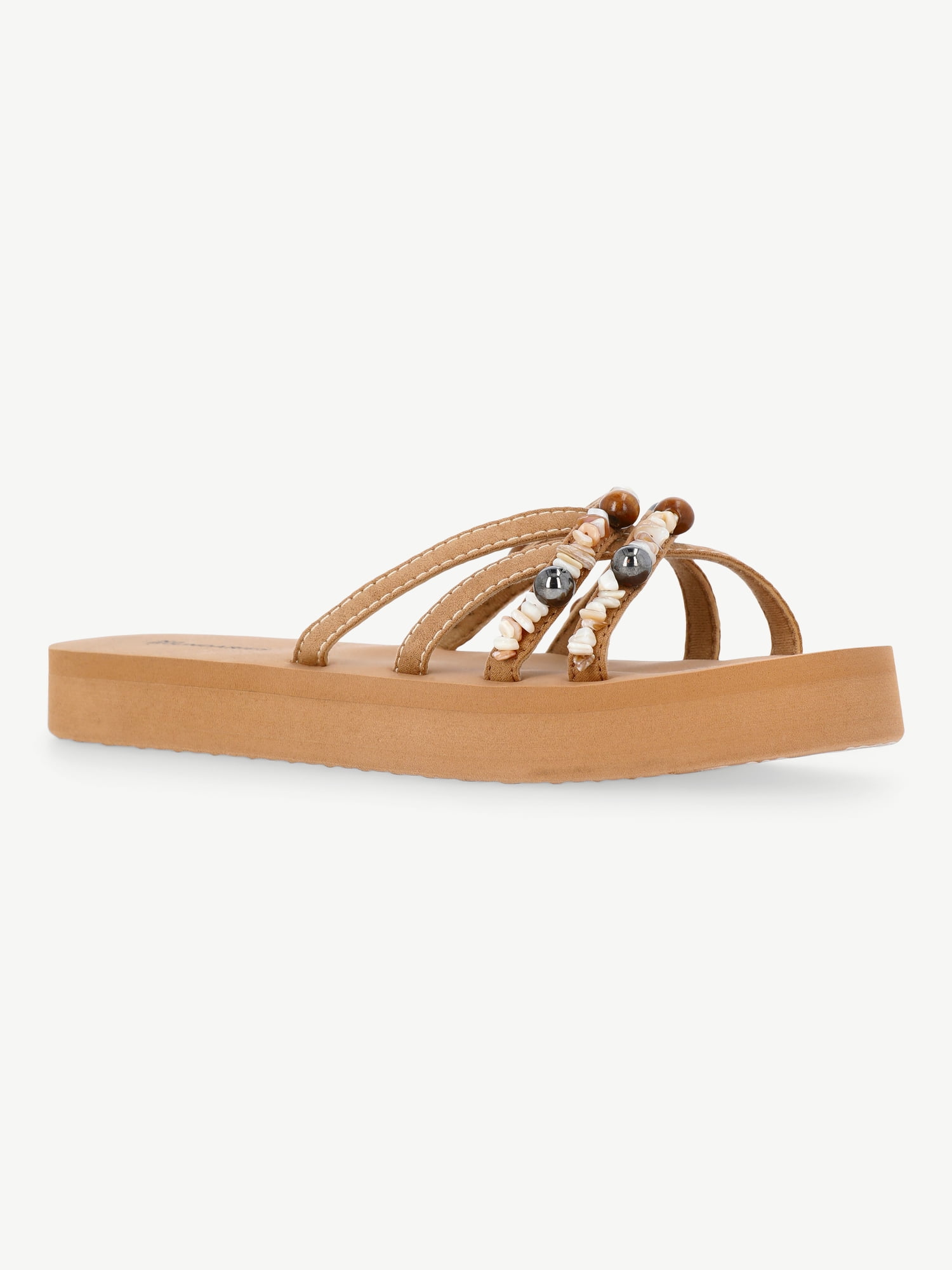 No Boundaries Faux Suede Flip Flop Sandals with Shell