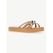 Faux Suede Flip Flop Sandals with Shell Embellishments, Women's