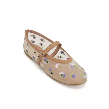 No Boundaries Women's Floral Mesh Mary Jane Shoes, Sizes 6-11