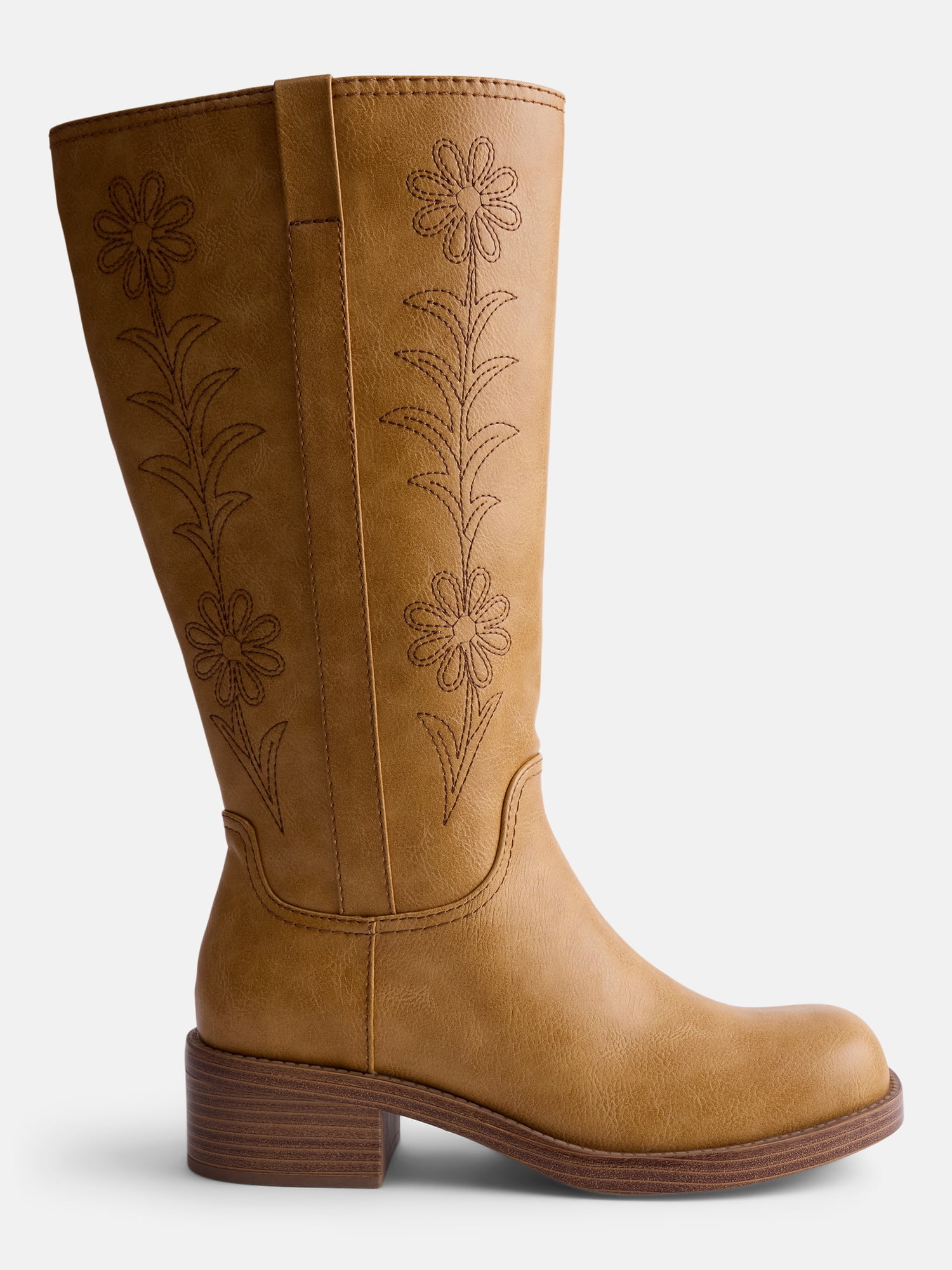 No Boundaries Women's Floral Embroidered Block Heel Boots