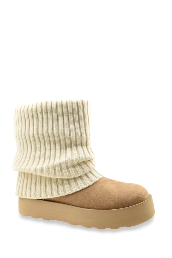 Women's Foldover Sweater Faux Fur Boots