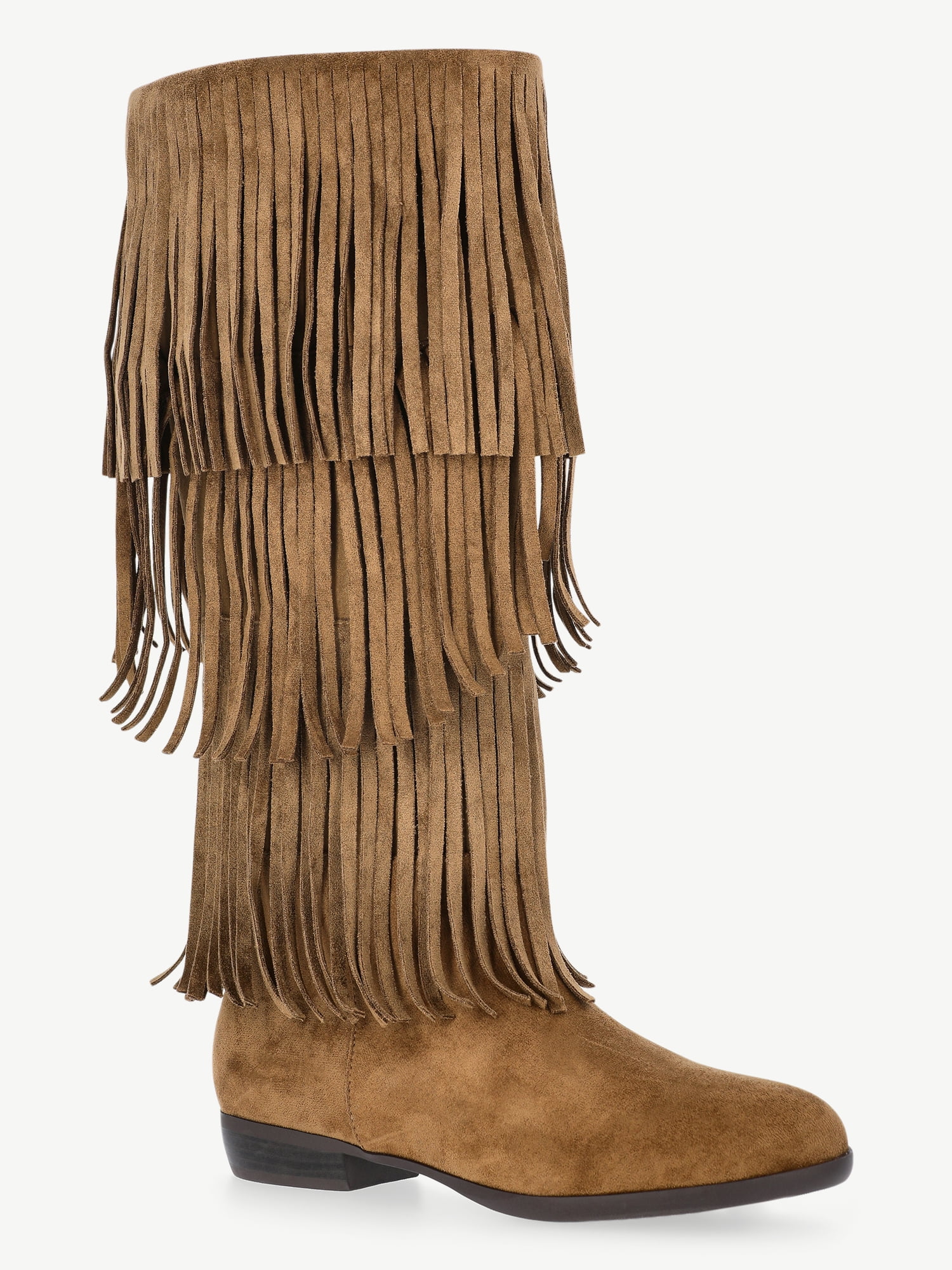 No Boundaries Tall Faux Suede Fringe Boots, Women's