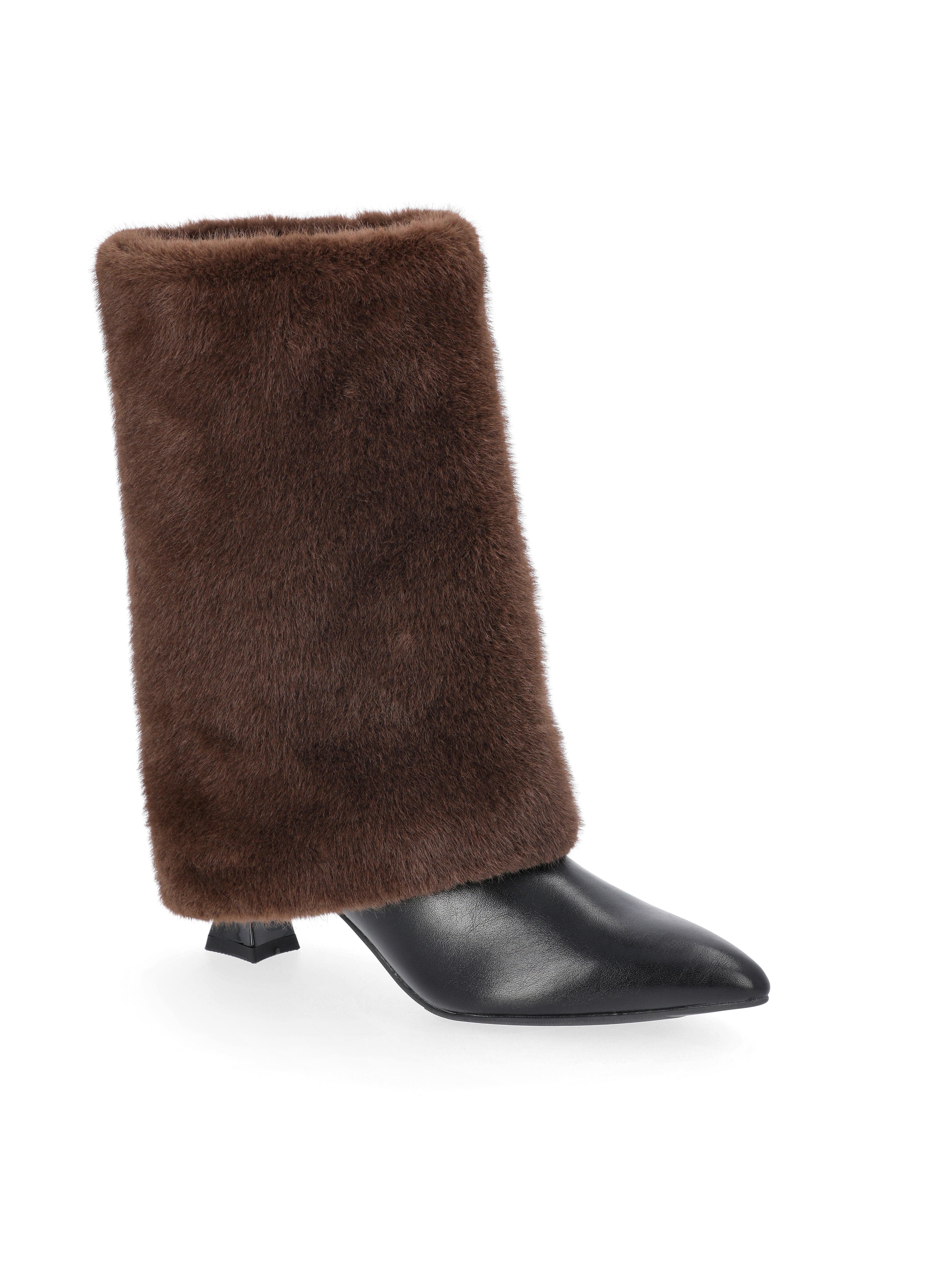 No Boundaries Women's Heeled Faux Fur Cuff Boots