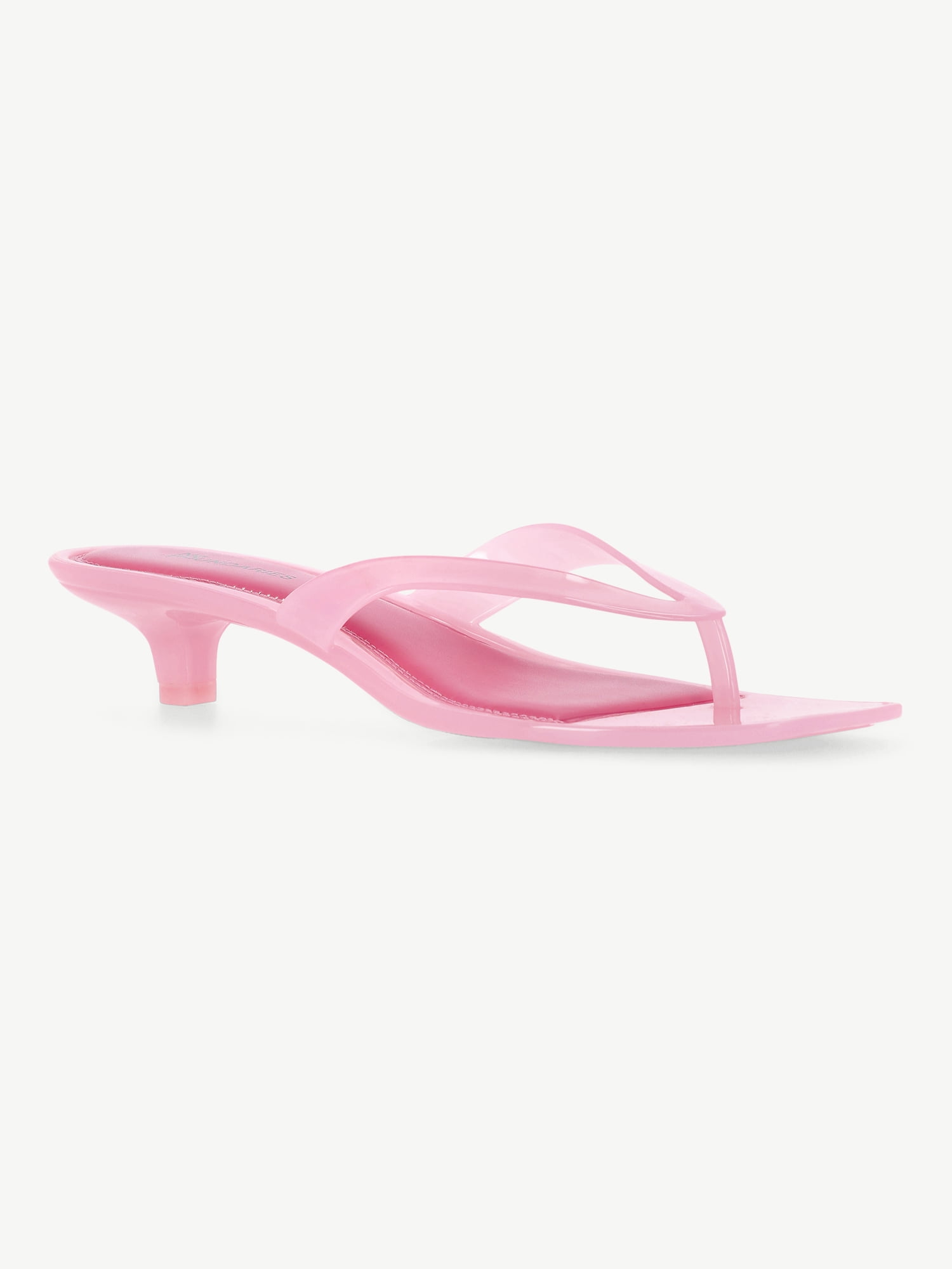 No Boundaries Women's Jelly Flip Flop Kitten Heel Sandals