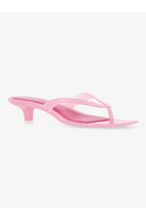Women's Jelly Flip Flop Kitten Heel Sandals