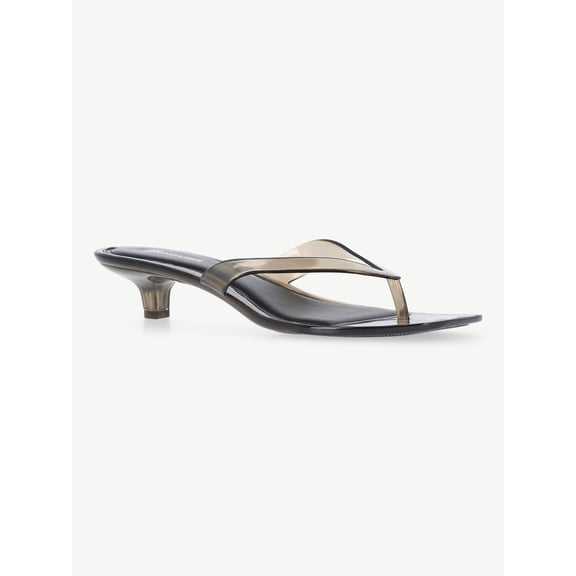 No Boundaries Women's Jelly Flip Flop Kitten Heel Sandals