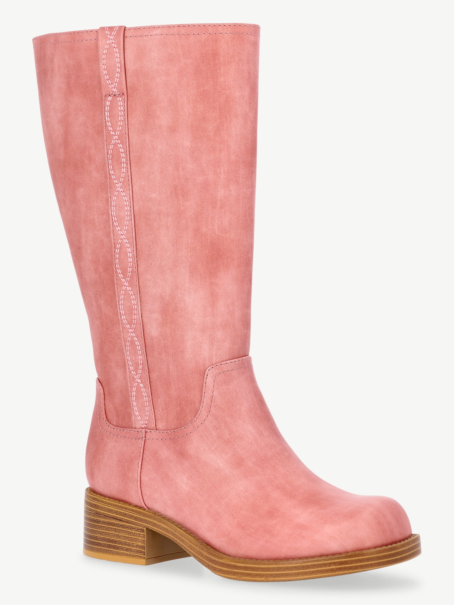 No Boundaries Faux Leather Tall Riding Boots, Women's (Wide Width Available)