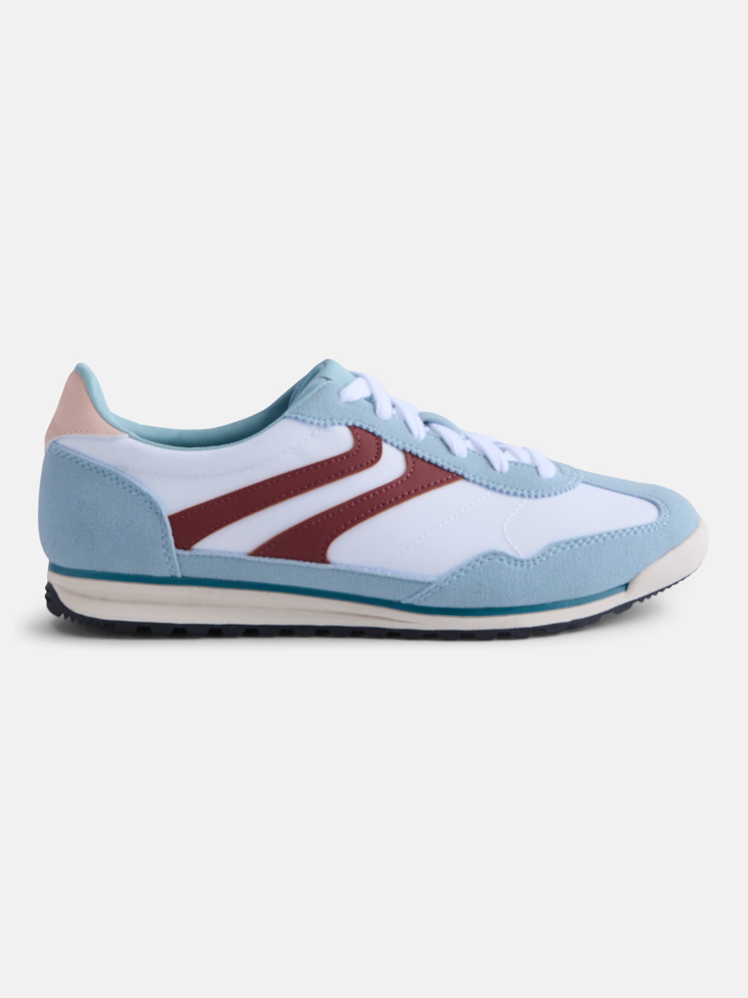 No Boundaries Women's Faux Leather and Suede Retro Inspired Lace Up Sneakers