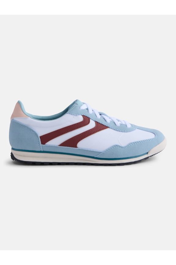 Women's Faux Leather and Suede Retro Inspired Lace Up Sneakers