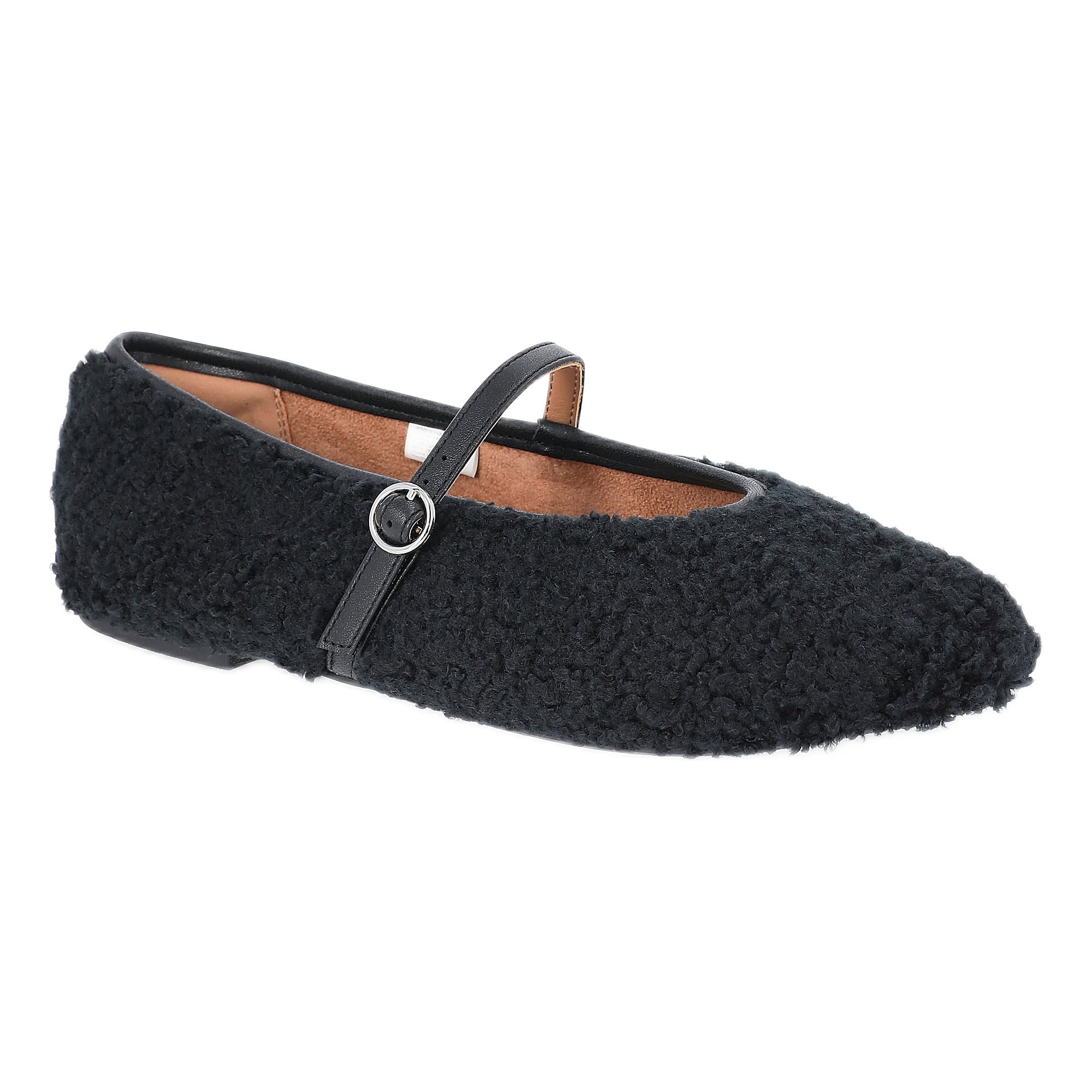 No Boundaries Women's Faux Shearling Mary Jane Flats