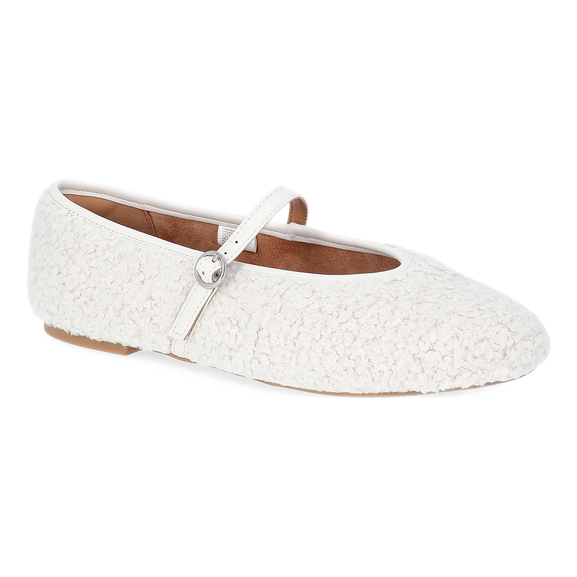 No Boundaries Women's Faux Shearling Mary Jane Flats