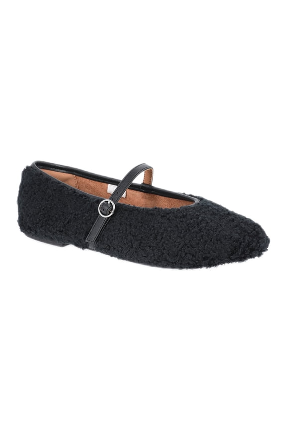 Women's Faux Shearling Mary Jane Flats