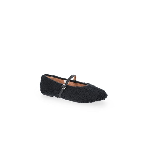Women's Faux Shearling Mary Jane Flats