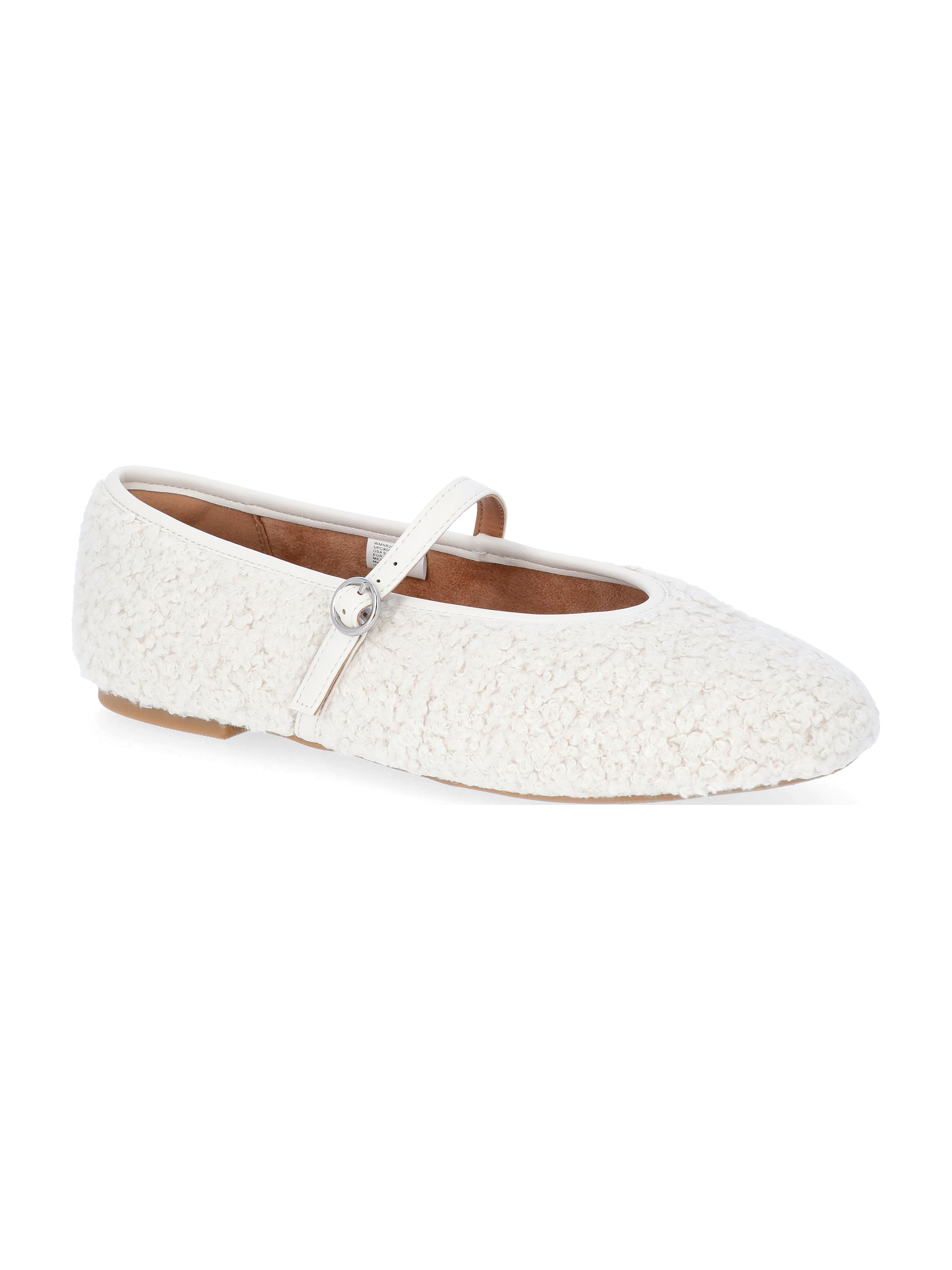 No Boundaries Women's Faux Shearling Mary Jane Flats