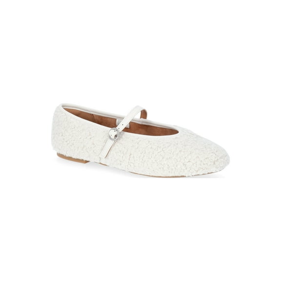 No Boundaries Women's Faux Shearling Mary Jane Flats