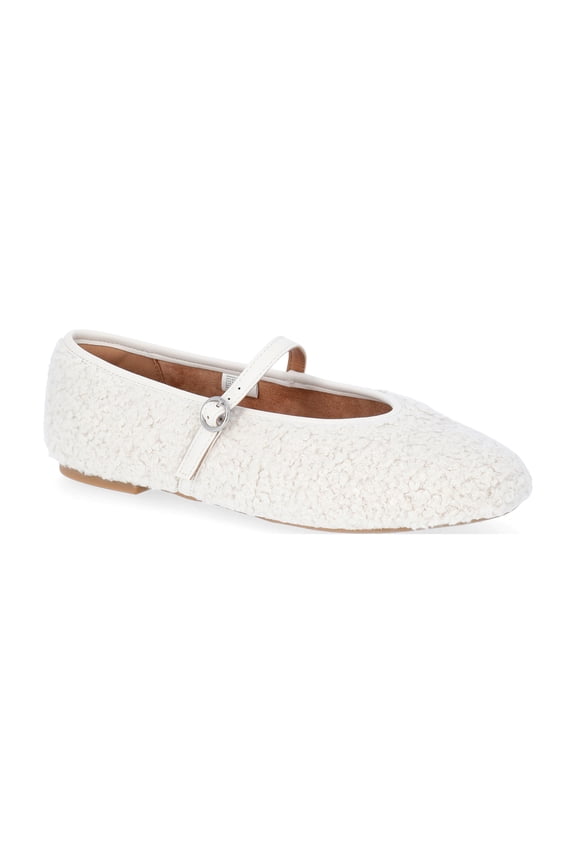 Women's Faux Shearling Mary Jane Flats