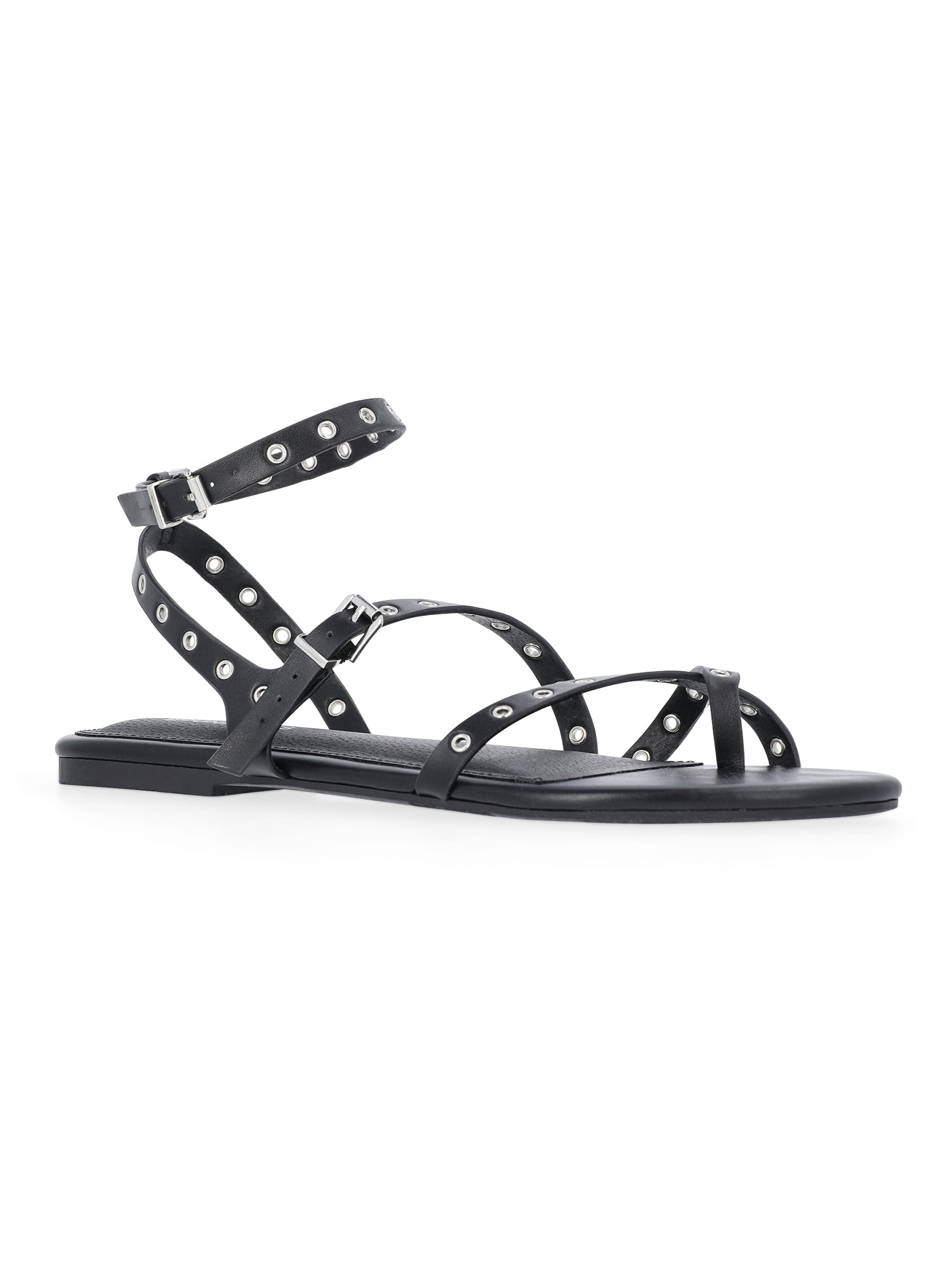 No Boundaries Strappy Flat Sandals, Women's