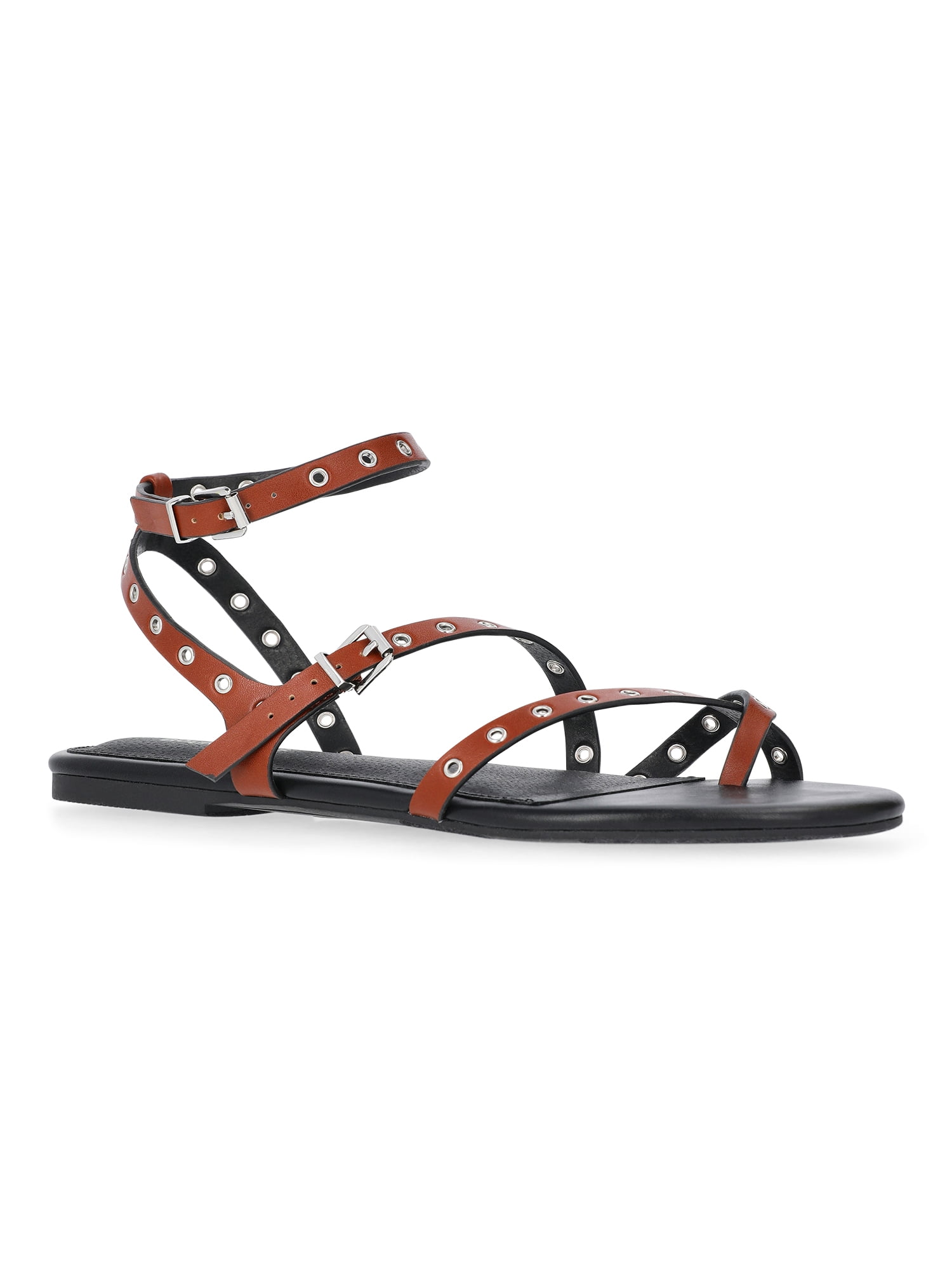 No Boundaries Strappy Flat Sandals, Women's