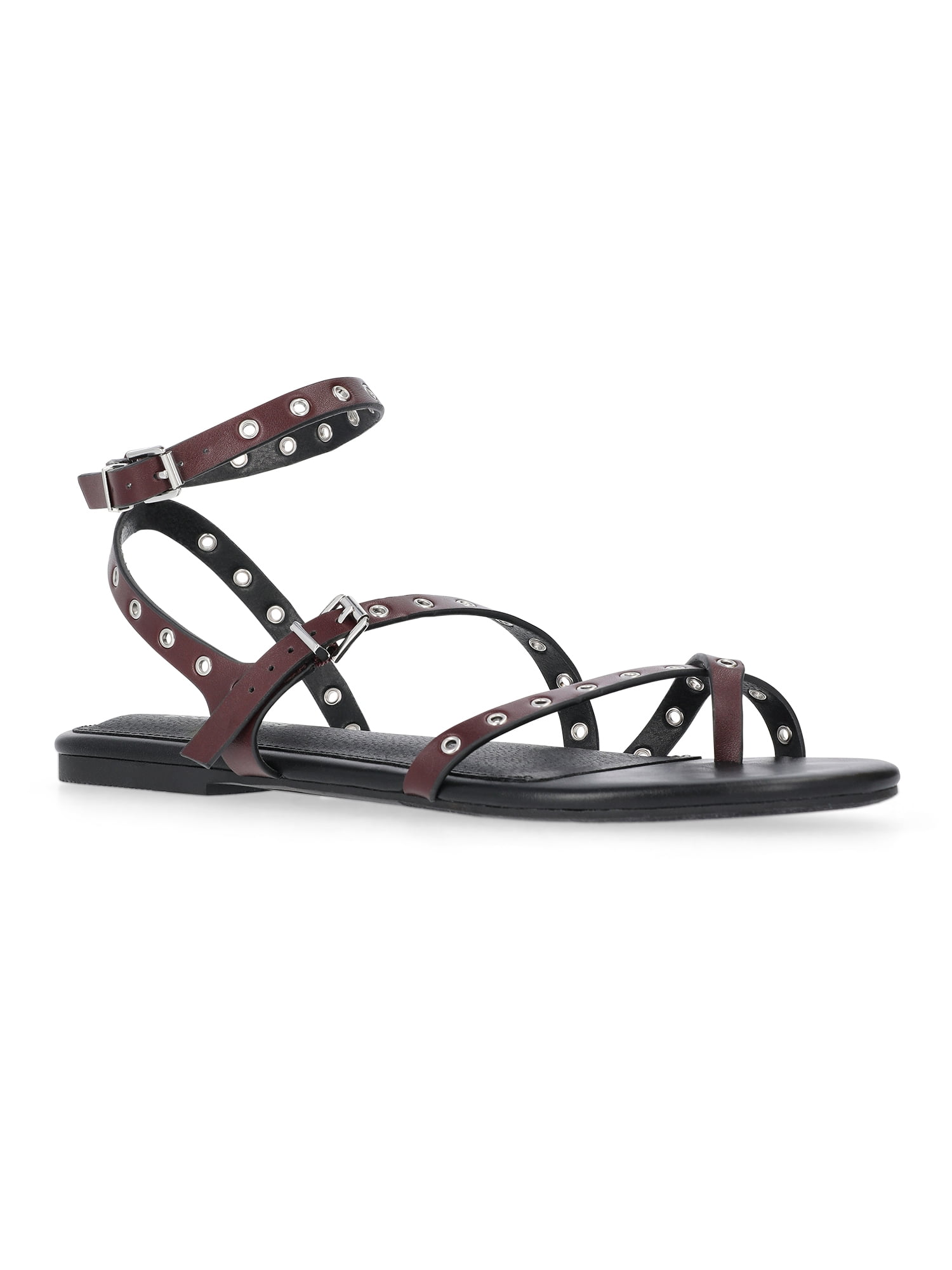 No Boundaries Strappy Flat Sandals, Women's