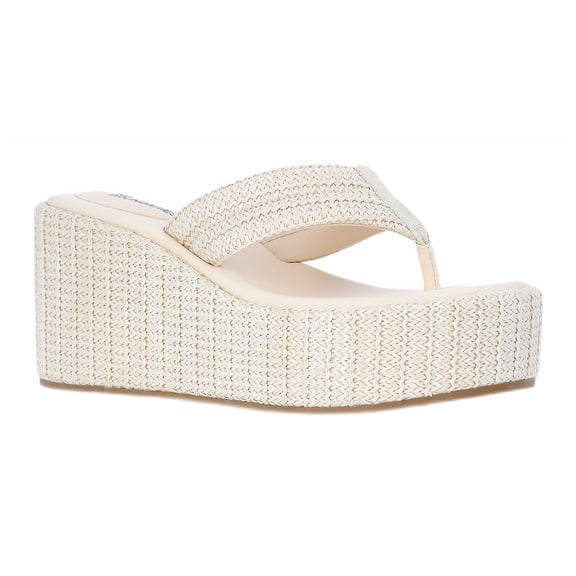 No Boundaries Raffia Platform Thong Sandals, Women's