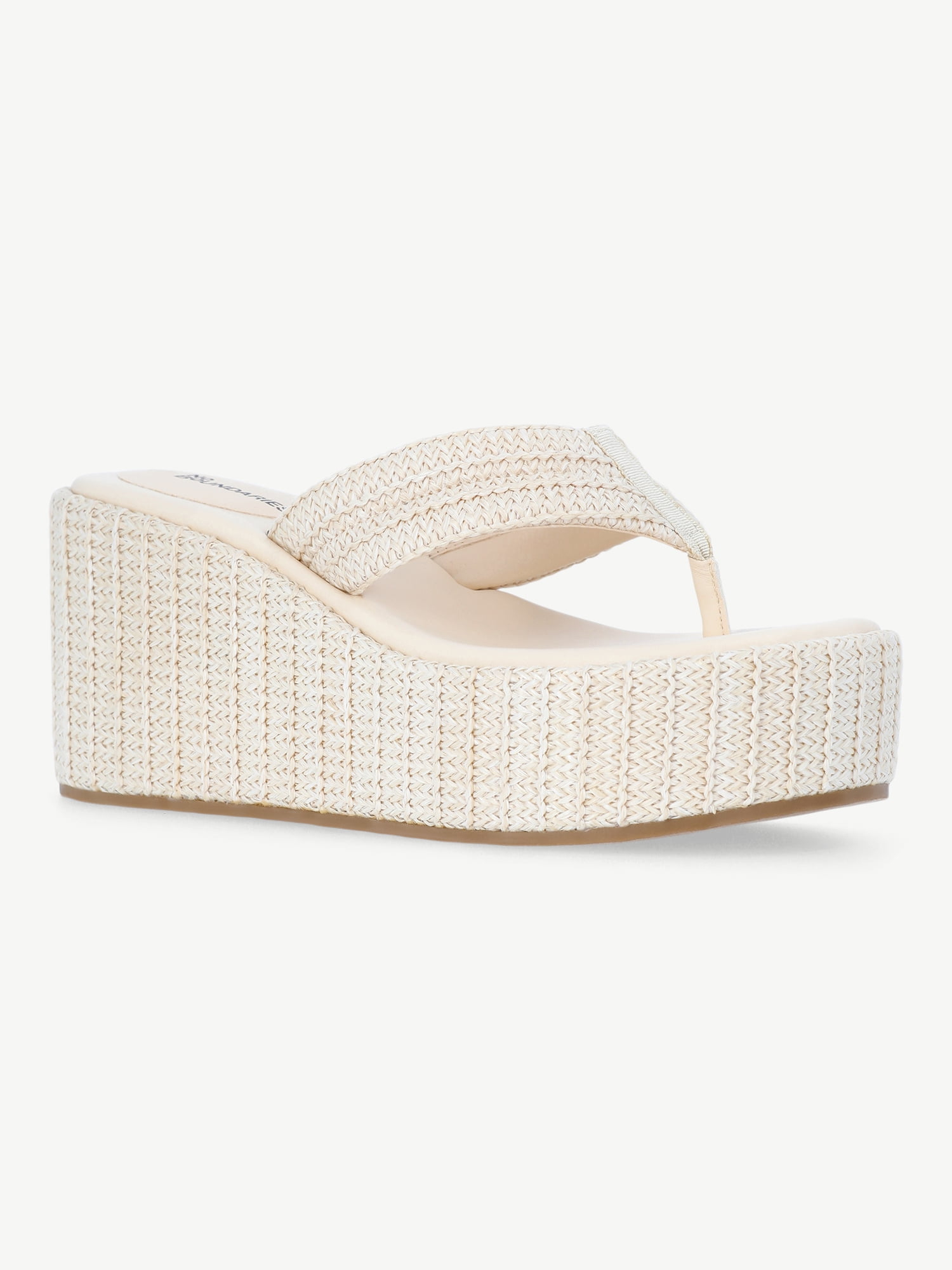No Boundaries Raffia Platform Thong Sandals, Women's