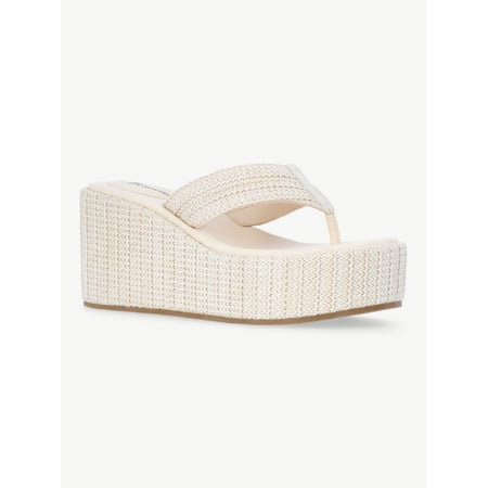 No Boundaries Raffia Platform Thong Sandals, Women's