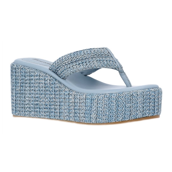No Boundaries Raffia Platform Thong Sandals, Women's