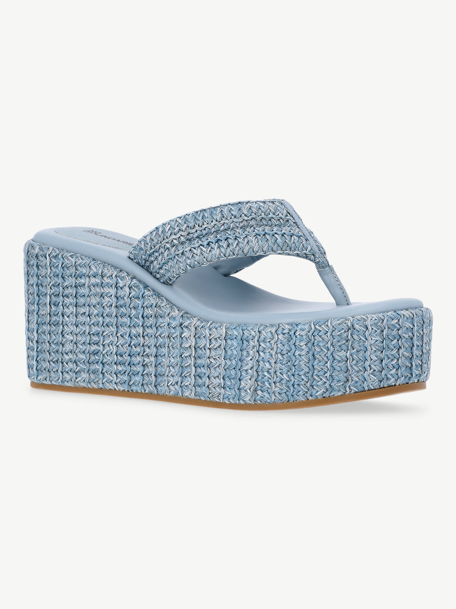 No Boundaries Raffia Platform Thong Sandals, Women's
