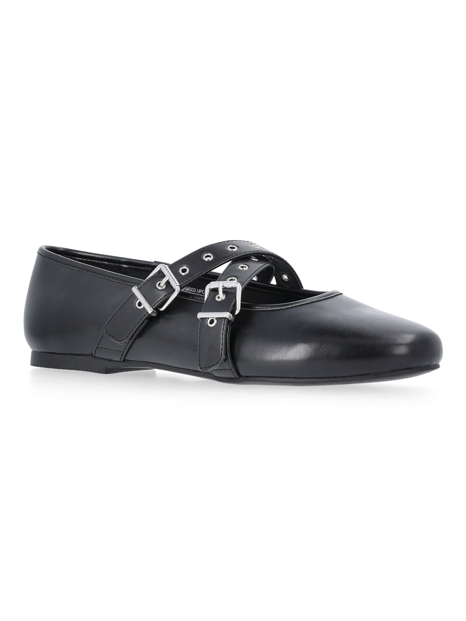 No Boundaries Mary Jane Ballet Flats with Cross-Band Buckle Strap, Women’s