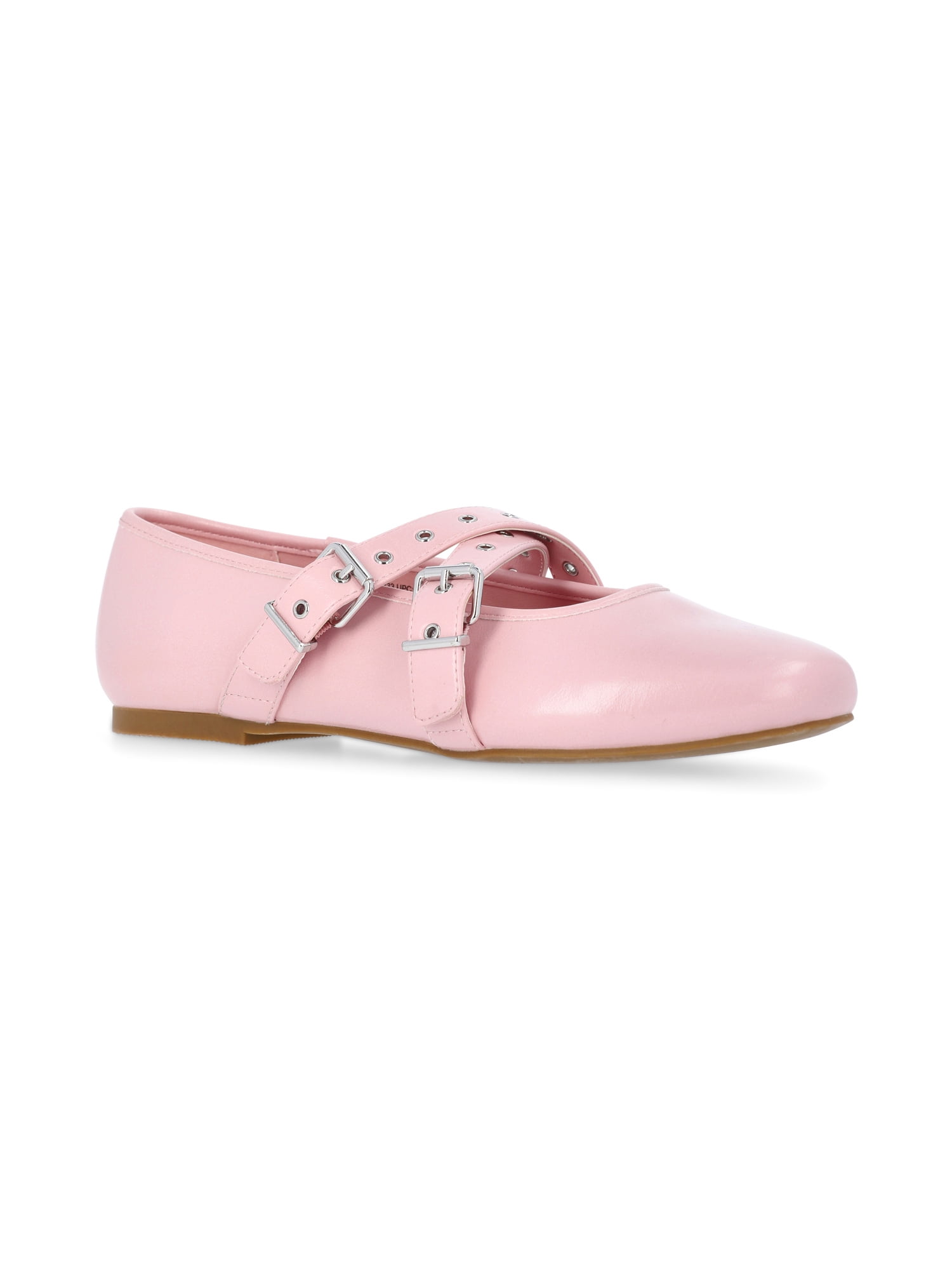 No Boundaries Mary Jane Ballet Flats with Cross-Band Buckle Strap, Women’s