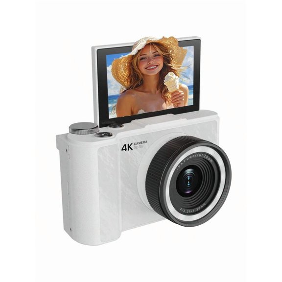 W&O 2025 4K Digital Camera - 3" FHD 1080P 64MP Vlogging Camera with Anti-Shake & 16X Zoom (32GB SD Card Included) - Compact Point & Shoot for Beginners, Includes Flashlight & MP3 Player
