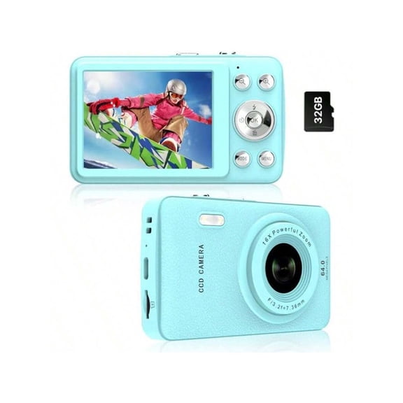 W&O 4K 3-Inch Digital Camera, 64MP 16X Anti-Shake Zoom, 32GB SD Card, FHD 1080P Vlogging Camera for Beginners