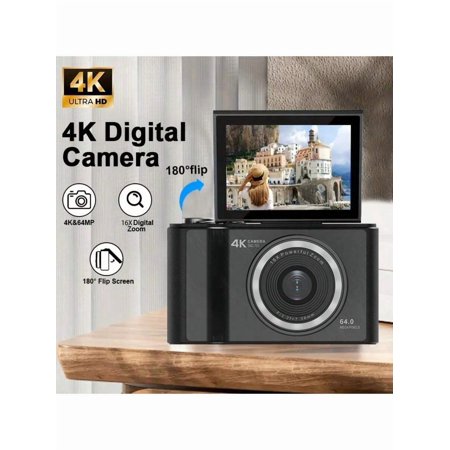 W&O 4K Ultra HD 64MP Digital Camera – 16X Zoom, 3" Flip Screen, Anti-Shake/Built-In Flash, 32GB Card & 2500mAh Battery – Ideal For Vlogging/Live Streaming/Photography (Beginners/Pros)