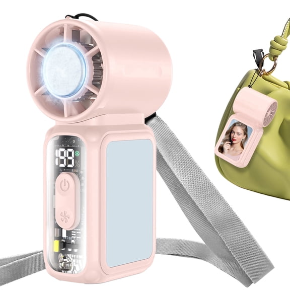 W & O Handheld Semiconductor Cooling Fan, Rechargeable Portable Mini Fan with Cooling Plate, USB-C Personal Fan for Travel & Outdoor Use-Pink