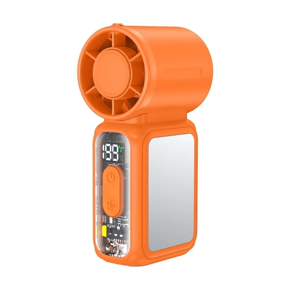 W & O Handheld Turbo Fan, Portable Rechargeable Mini Fan with High-Speed Airflow, USB-C Personal Cooling Fan for Travel, Outdoor Activities, Camping and Summer Use-Orange