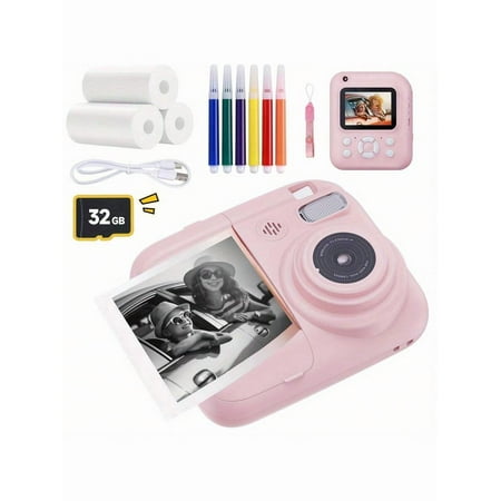 W&O Instant Print Camera - 1080P HD, 2.4" Screen, 3 Rolls Print Paper Included - Selfie/Video Function, USB Cable/Color Pen/Bag Added - Ideal for Christmas/Halloween/Thanksgiving Gifts