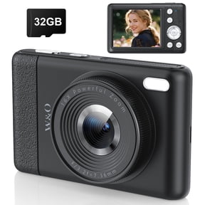 W & O Q8 Zoom 16X Zoom 64 MP CMOS Point & Shoot Digital Camera with SD Card, Black