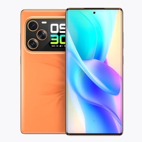 W & O Unlocked Android 14 Smartphone, 6.67"Curved Screen 4G Dual SIM Cell Phone with 1.75" Secondary Screen, 8GB+256GB Expandable 2TB, 64MP Triple Camera, 5000mAh Battery (Orange)