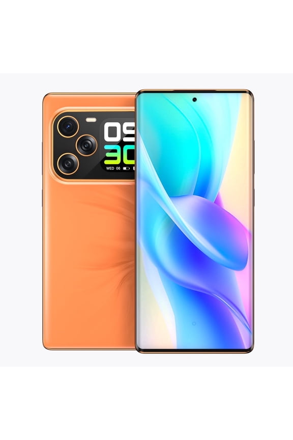 Unlocked Android 14 Smartphone, 6.67"Curved Screen 4G Dual SIM Cell Phone with 1.75" Secondary Screen, 8GB+256GB Expandable 2TB, 64MP Triple Camera, 5000mAh Battery (Orange)