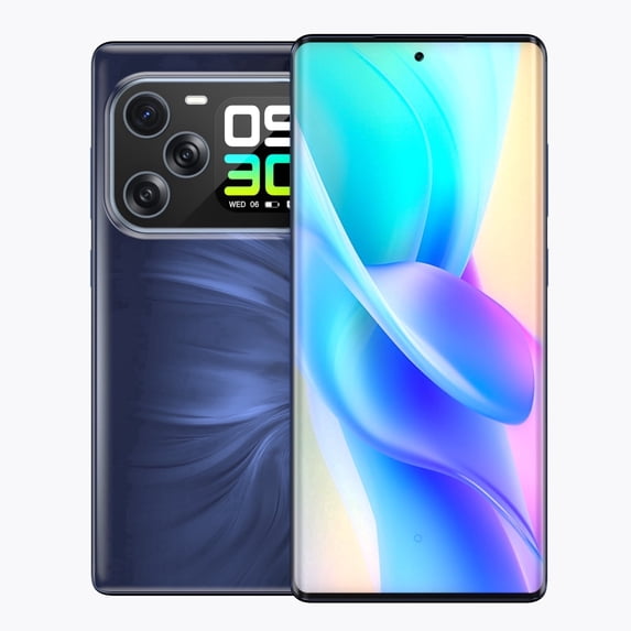 W & O Unlocked Android 14 Smartphone, 6.67"Curved Screen 4G Dual SIM Cell Phone with 1.75" Secondary Screen, 8GB+256GB Expandable 2TB, 64MP Triple Camera, 5000mAh Battery (Blue)