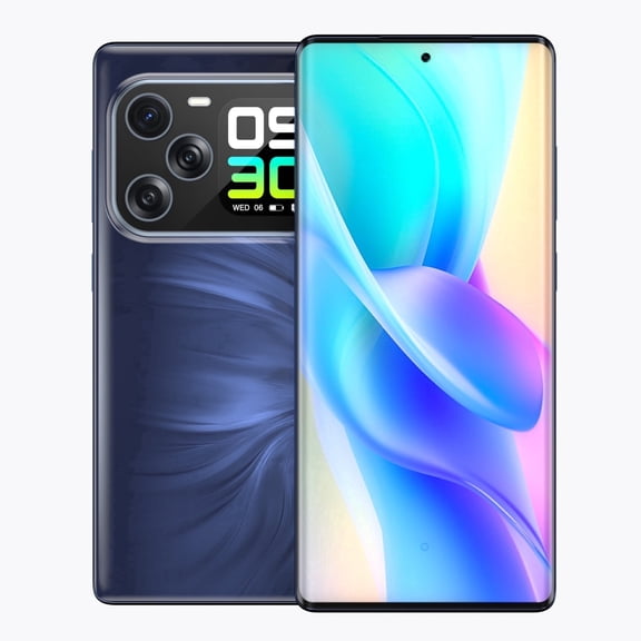 W & O Unlocked Android 14 Smartphone, 6.67"Curved Screen 4G Dual SIM Cell Phone with 1.75" Secondary Screen, 8GB+256GB Expandable 2TB, 64MP Triple Camera, 5000mAh Battery (Blue)